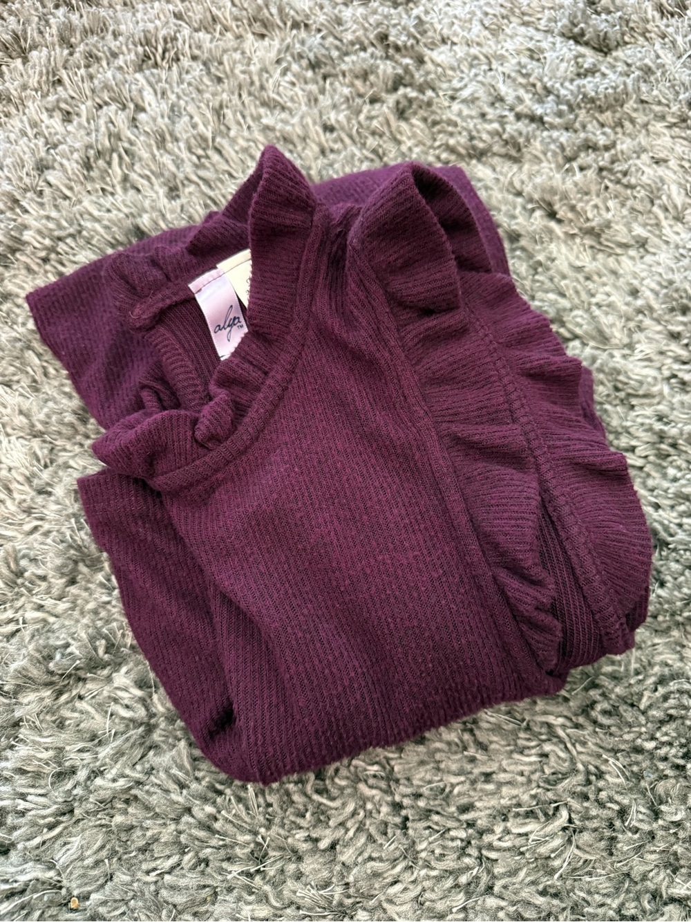 Alya Plum Ruffle Sleeve Knit Dress - Picture 4 of 9